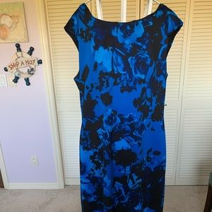 It’s beautiful blue and black dress speaks for itself